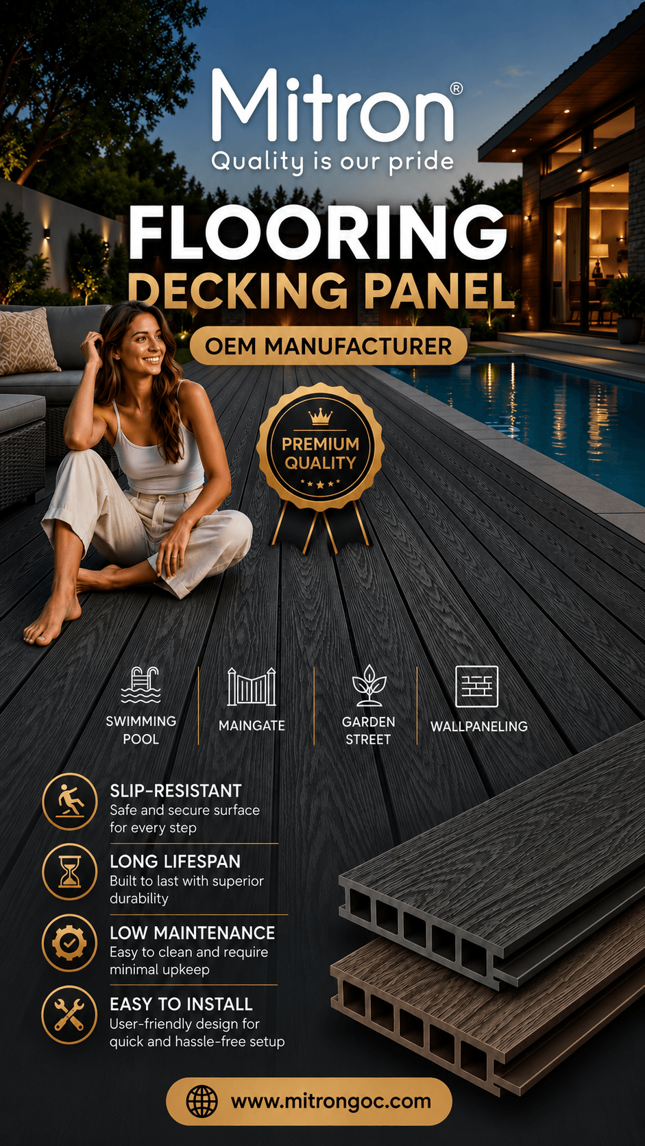 Decking flooring panel