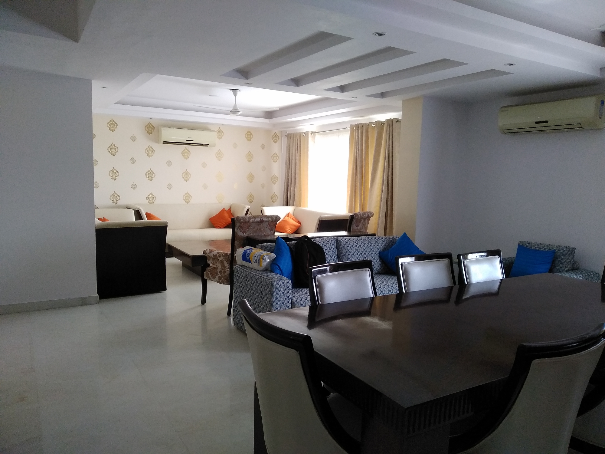 Furnished living and dining area after interior work at IIITD