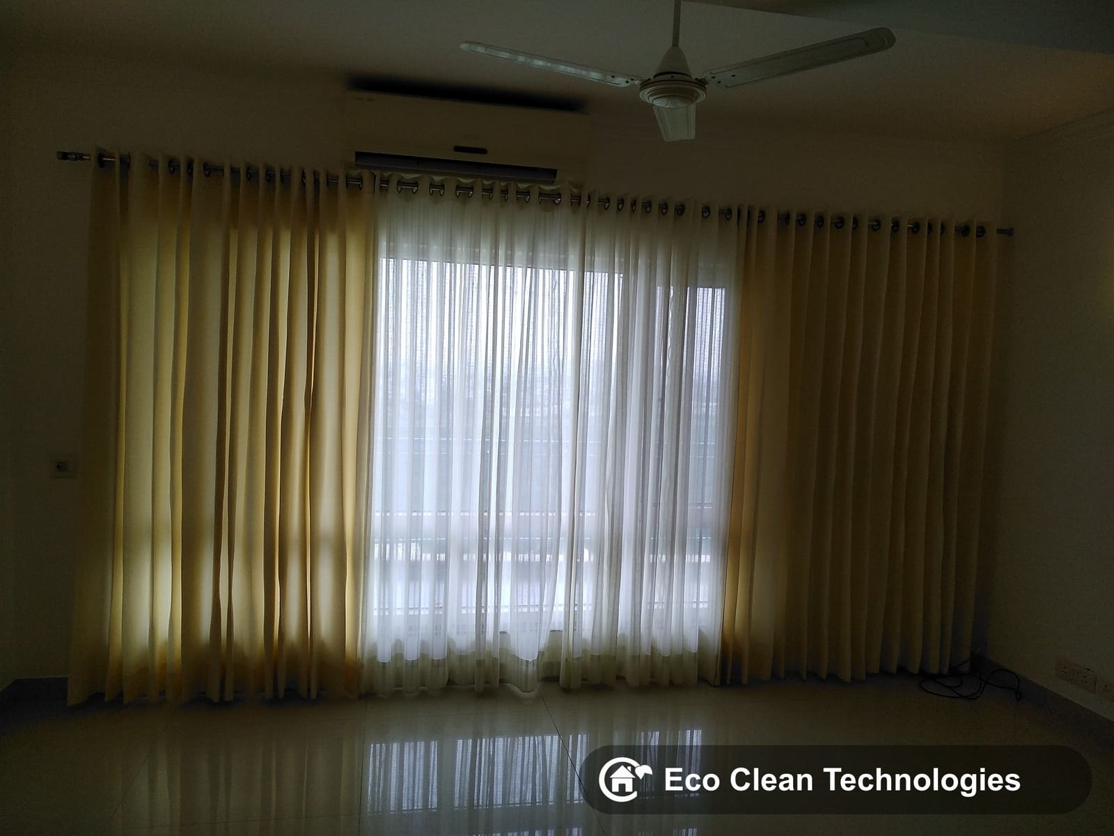 Installed curtains