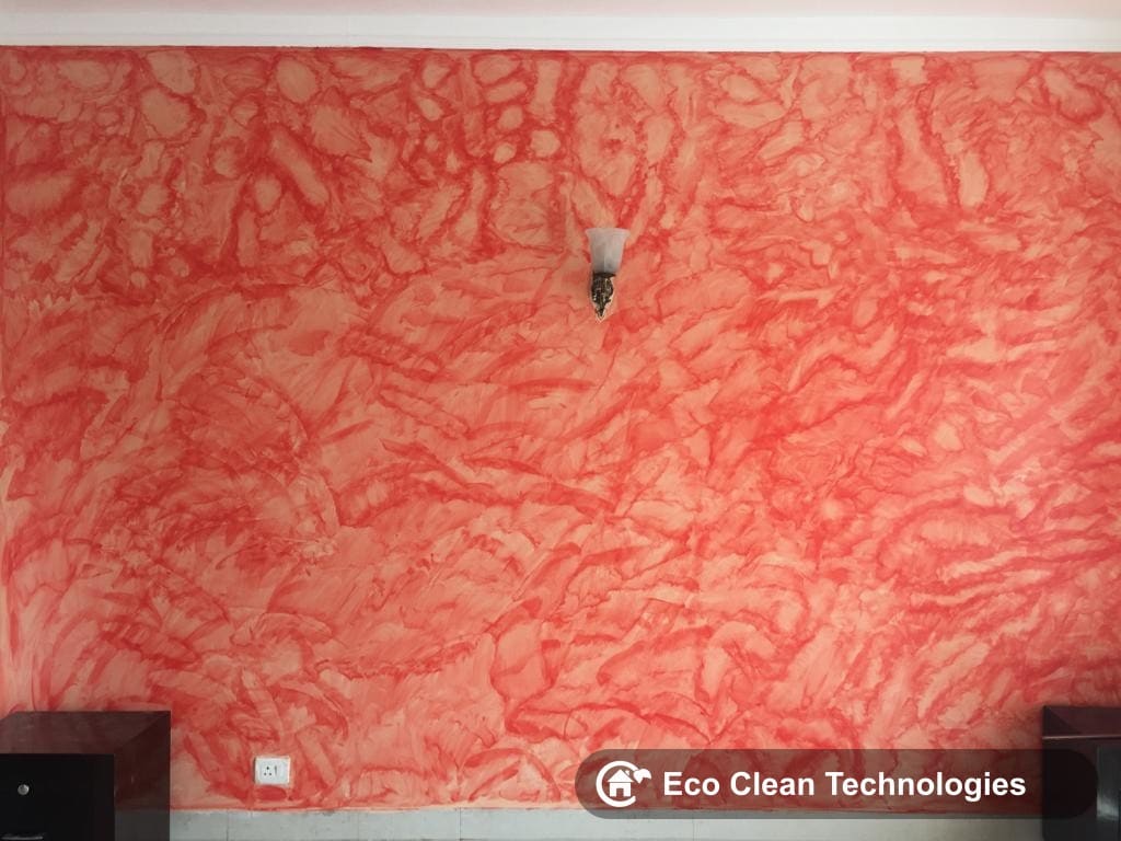 Red textured wall paint finish