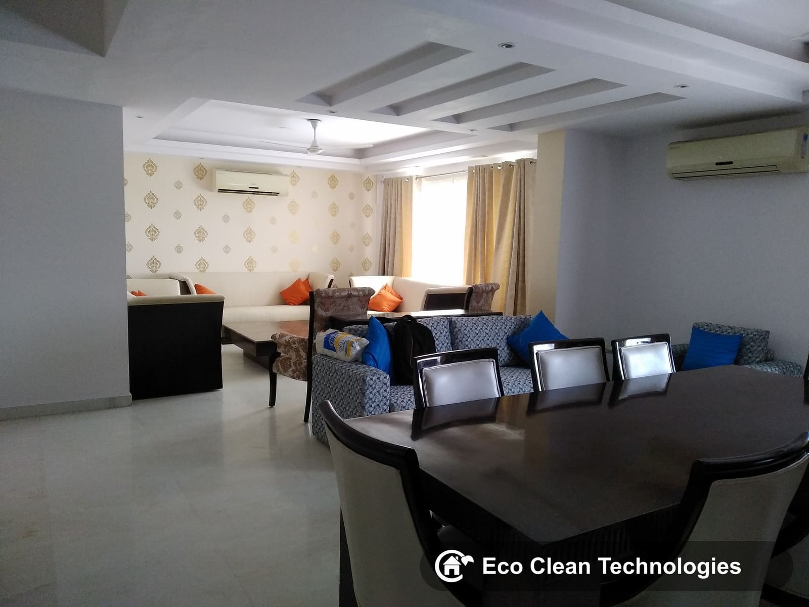 Furnished living and dining area