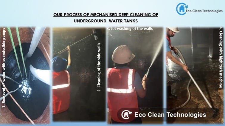 Four-step process for underground water tank cleaning
