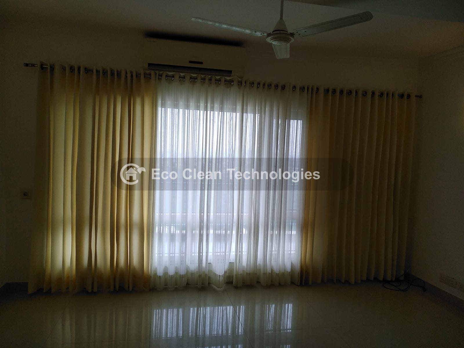 Installed curtains