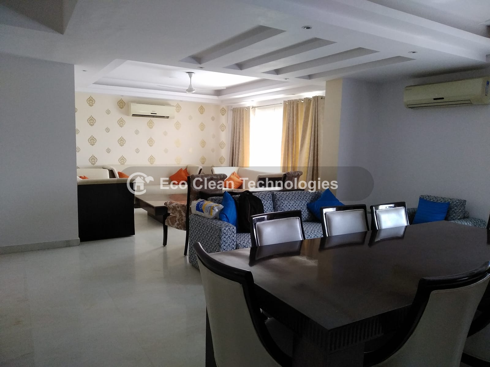 Furnished living and dining area