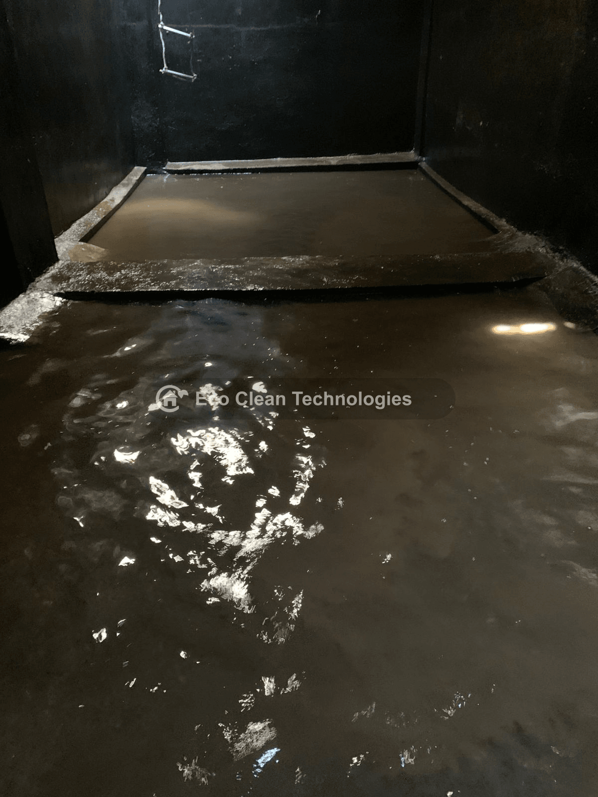 Dirty underground tank water before cleaning
