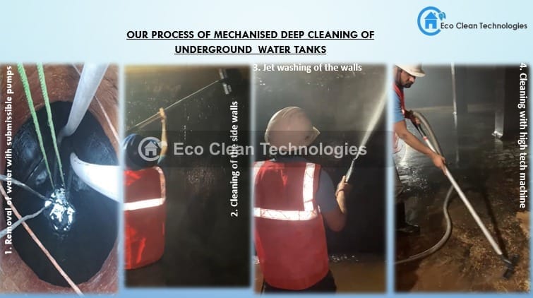 Four-step process for underground water tank cleaning