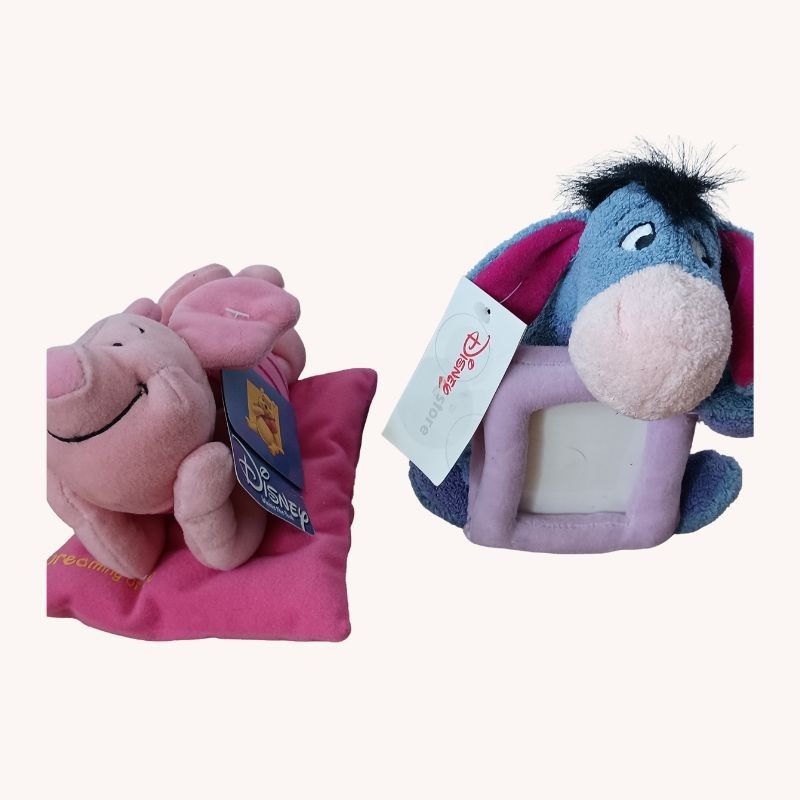 Disney Winnie The Pooh Plush Set – Eeyore with Photo Frame & Piglet on Pillow - Image 1