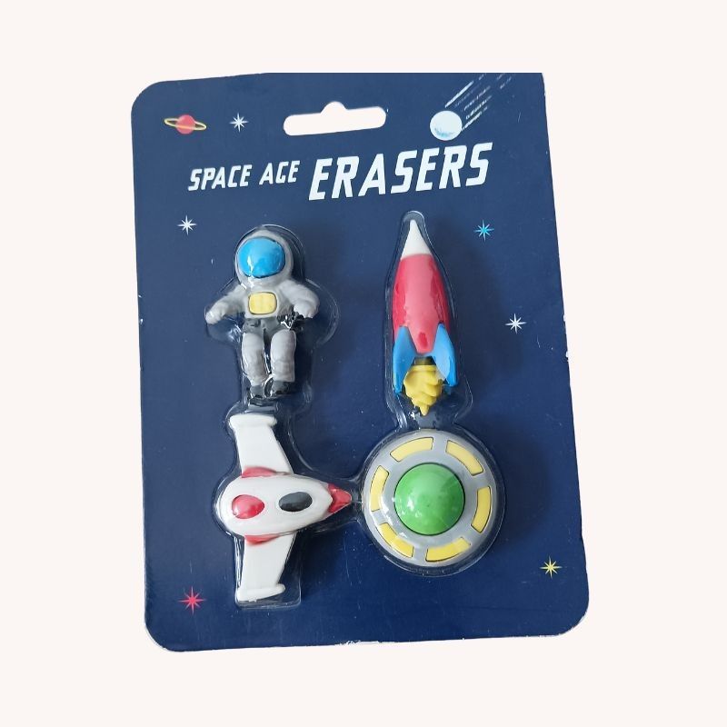 Space Age Erasers – NEW | Fun Novelty Stationery Set  - Image 1