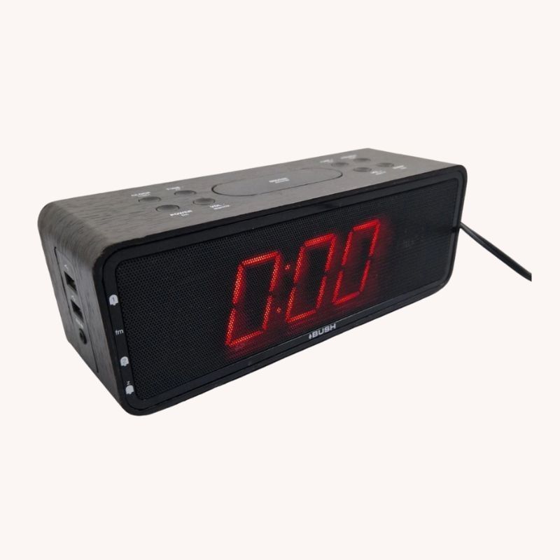 Bush Zephyr Digital Clock Radio – Black Wood Effect | VGUC | Bedside Alarm Clock with FM Radio