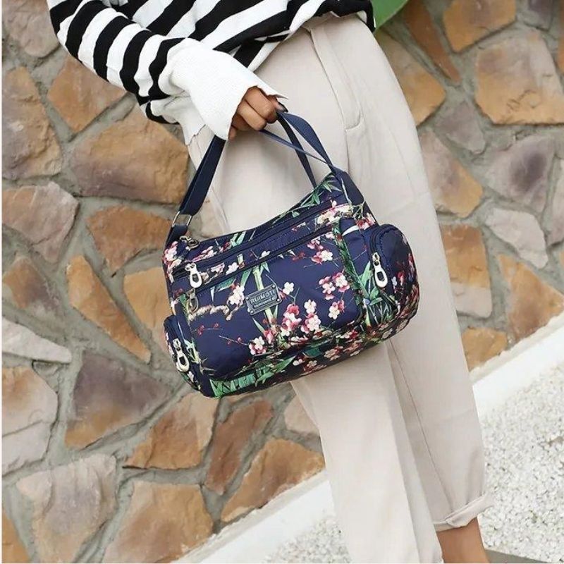 Unbranded Chic Blue Floral Print Handbag โ Medium Size โ Good Used Condition