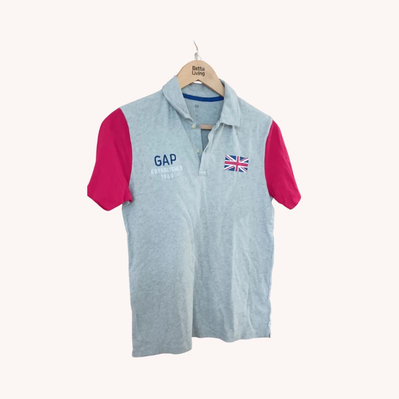 GAP Boys Grey Americana Jersey Polo – Kids XXL – GUC - Image 2