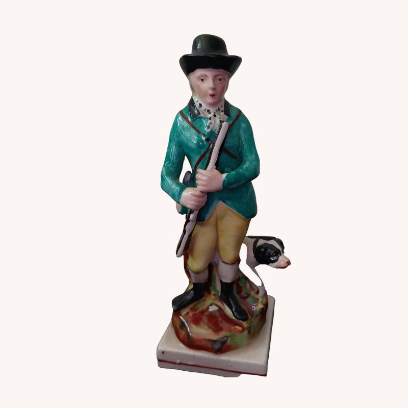 Vintage Staffordshire Ware Porcelain Figurine Man with Dog | Kent England | VGUC - Image 2