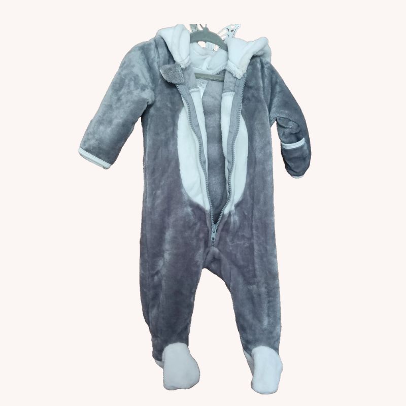 Baby Mack Infant Fleece Fur Plush Dog Gray Pug Bodysuit Costume – Size 3-6 Month - Image 2