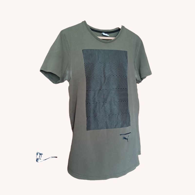 Puma Men’s Olive Green Half Sleeve T-Shirt – Size - (UK M) -VGC - Image 1