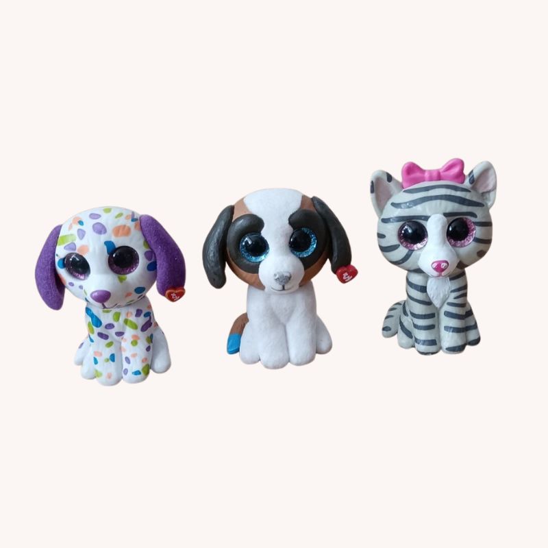 TY Beanie Boos Mini Boo Figures – Set of 3 (1 Cat, 2 Dogs) – VGC - Image 1