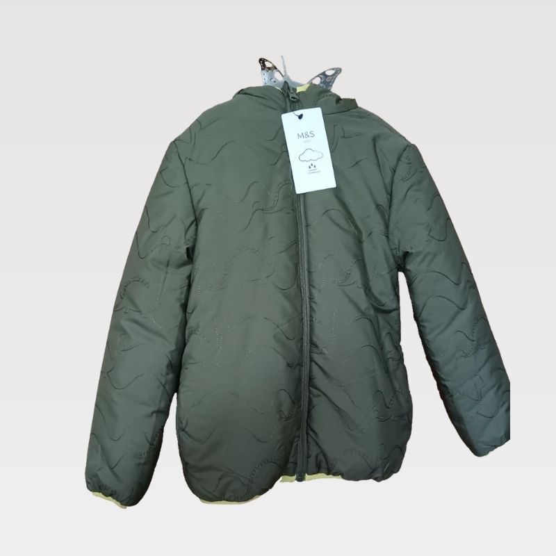 M&S Kids Jacket – Green Dino Novelty Hooded – Size 6–7 Years – New with Tag - Image 2