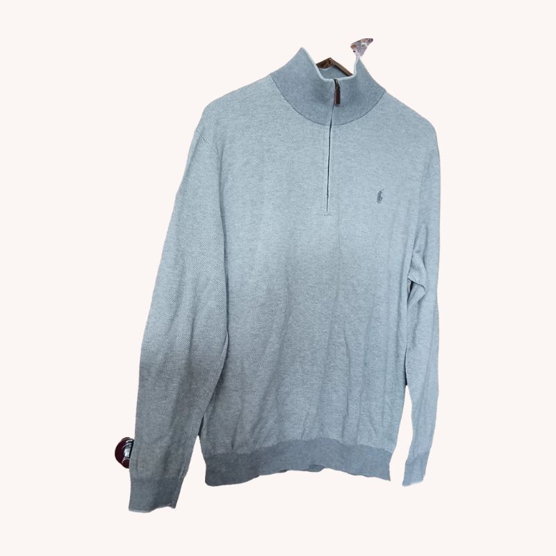 Polo Ralph Lauren Half-Zip Sweater – Size XL – Grey, Good Condition - Image 2
