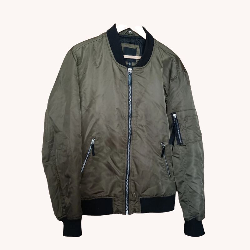 River Island Bomber Jacket – Olive Green – Size M – Very Good Condition - Image 2