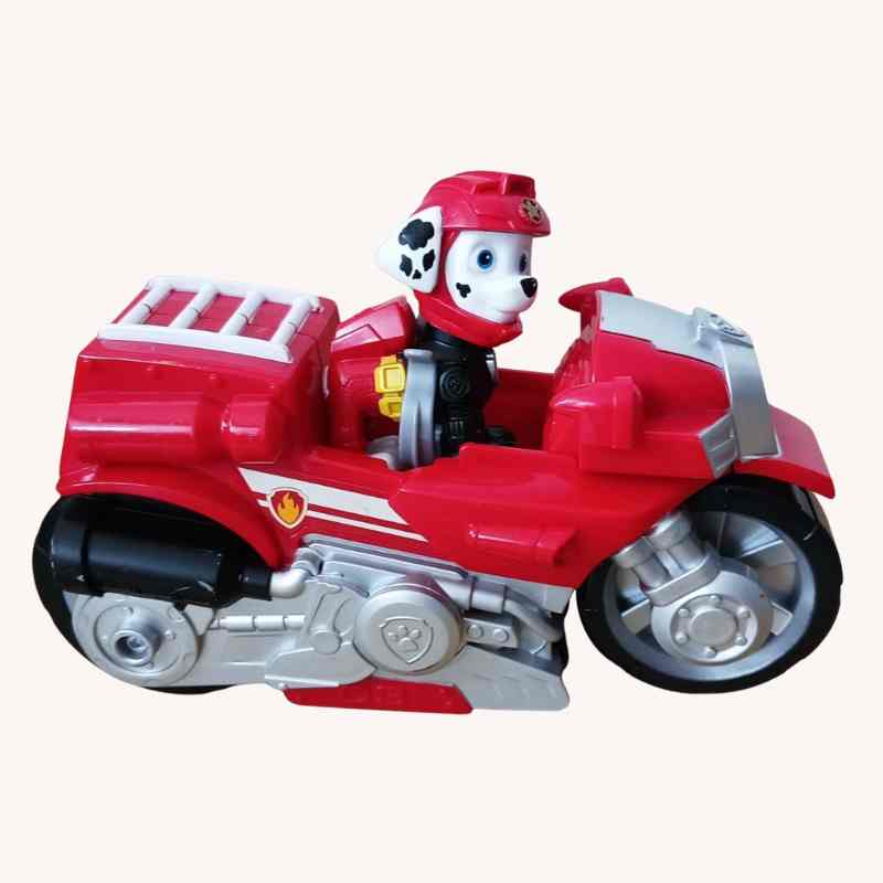 PAW Patrol Moto Pups Marshall’s Deluxe Pull Back Motorcycle Vehicle with Wheelie - Image 2