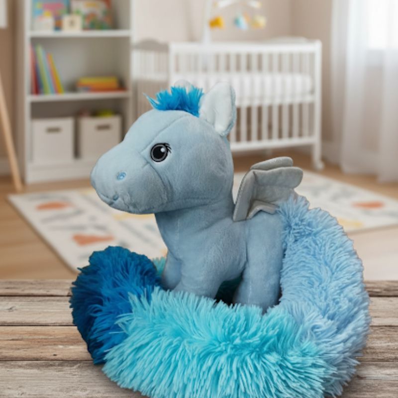 GUND Beautifurtails Baby Blue Pegasus Long Tail Stuffed Animal Plush Toy – VGC