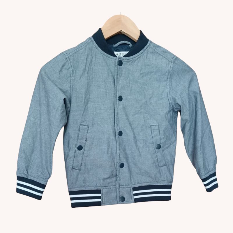 H&M Light Blue Bomber Jacket, smart design – Size 5-6 Years | VGC - Image 2