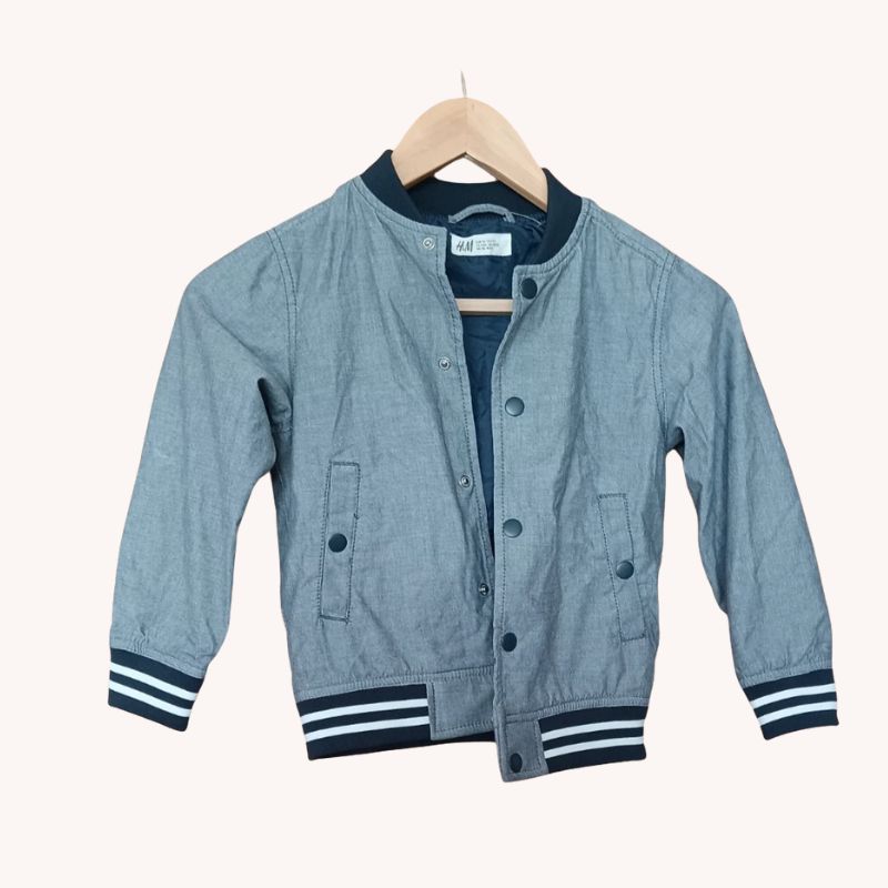 H&M Light Blue Bomber Jacket, smart design – Size 5-6 Years | VGC - Image 3