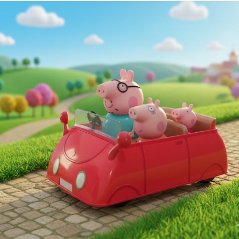 Peppa Pig – Peppa’s Family Car with Mummy Pig, Daddy Pig & George Figures – VGUC