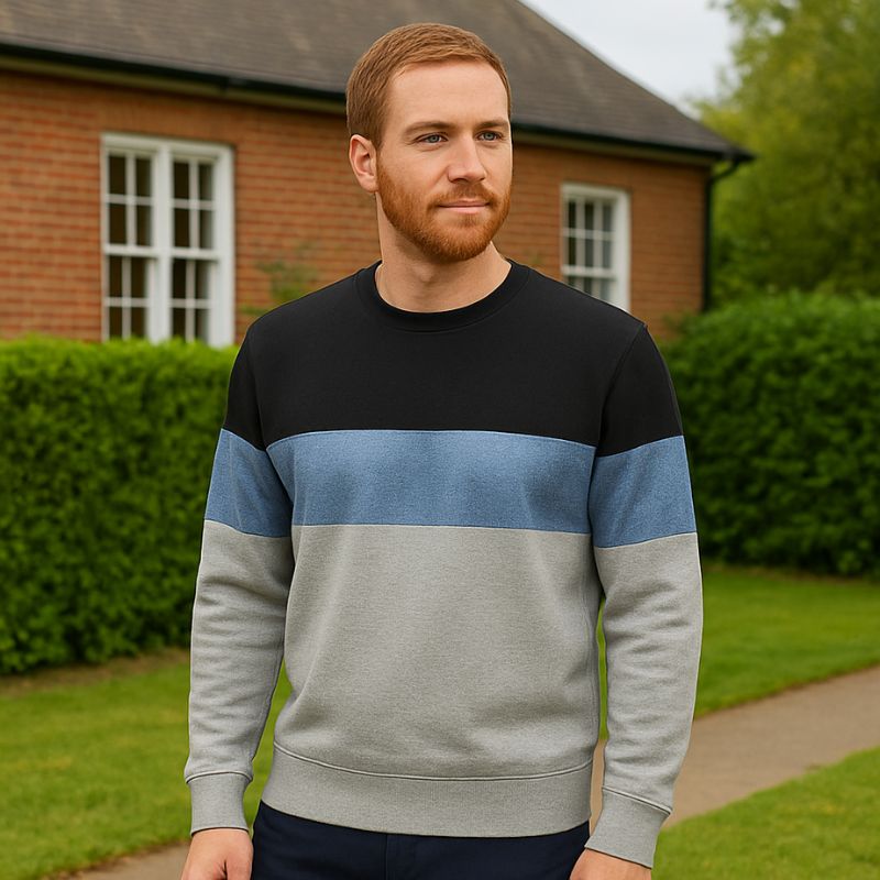 Men’s Grey Full Sleeve Self-Design Sweatshirt – Size M – Very Good Condition