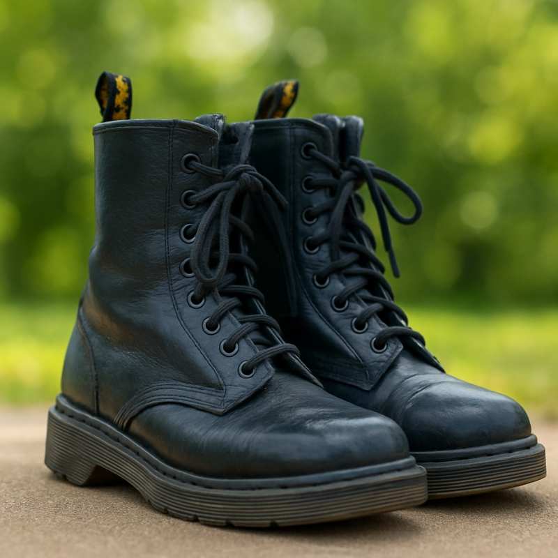 Dr. Martens Black Leather Kids Boots – Size UK 12 – Very Good Used Condition - Image 4