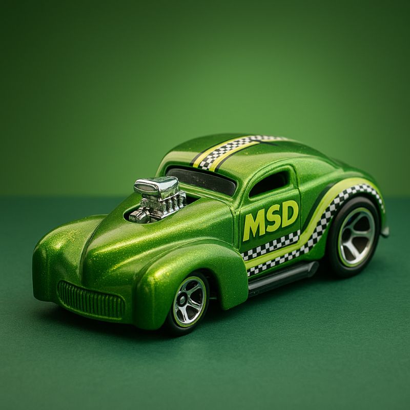 Hot Wheels '41 Willys Coupe – MSD Ignition Edition 3⅛" Die-Cast Car | Green | VGUC | Collectible - Image 4