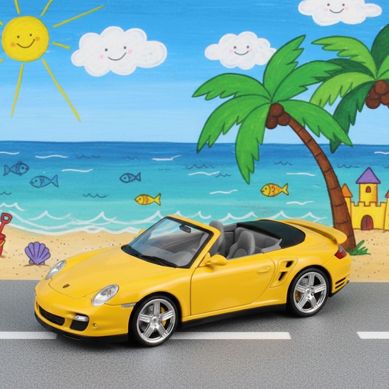 Porsche 911 (997) Turbo Convertible Diecast Model โ Yellow | VGUC
