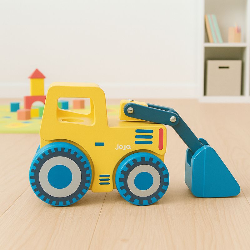 JoJo Maman Bébé Wooden Digger Toy – Classic Wooden Construction Vehicle | VGUC