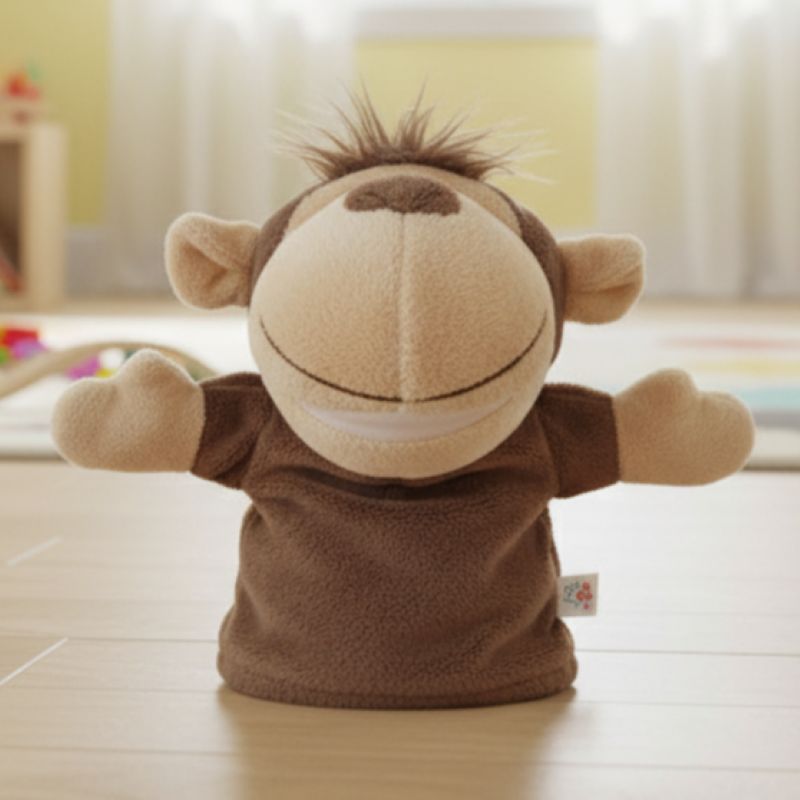Monkey Hand Puppet Plush Toy | Soft Velour | Kids Story Time Play | VGUC - Image 2