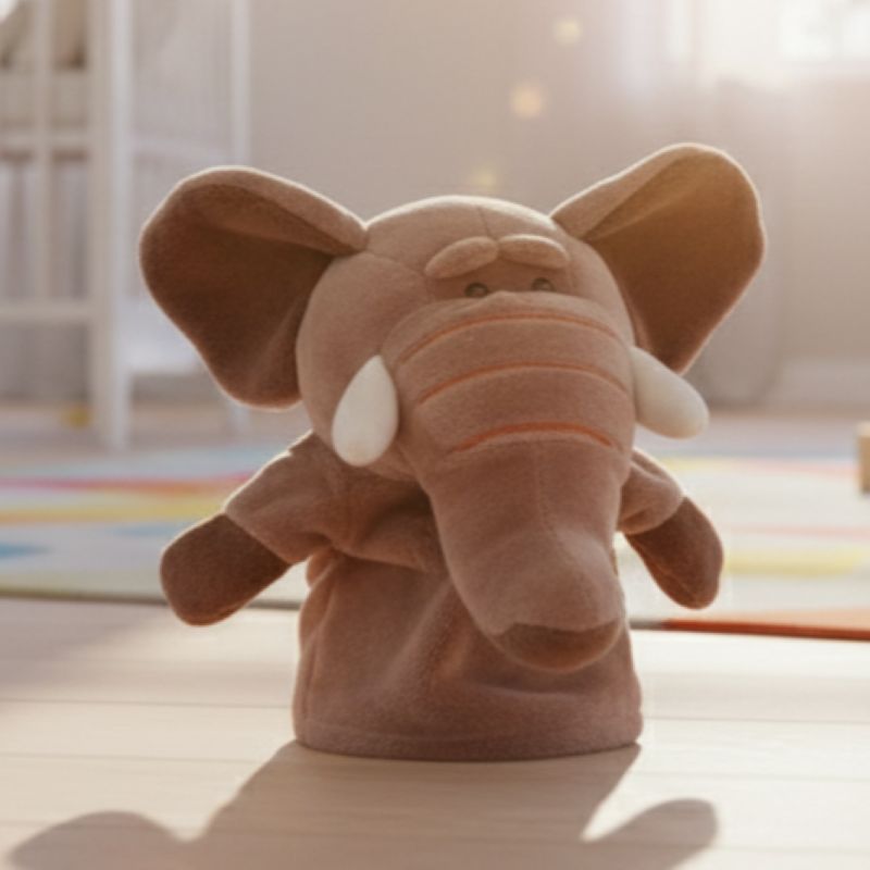Elephant Hand Puppet Plush Toy | Soft Velour | Kids Storytelling | VGUC - Image 2