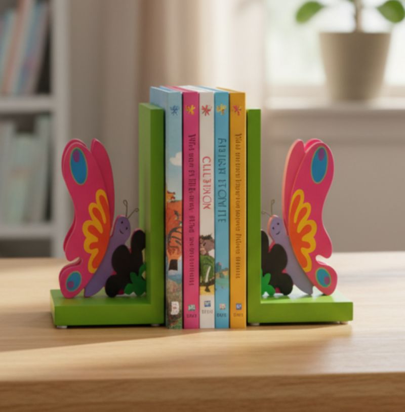 Orange Tree Toys Butterfly Bookends | Decorative Wooden Home Decor | VGUC - Image 2