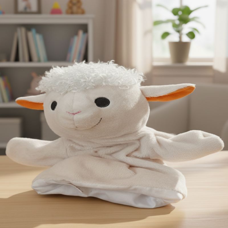 Sheep Hand Puppet Plush Toy | Soft Velour | Story Time Animal Puppet | VGUC - Image 2