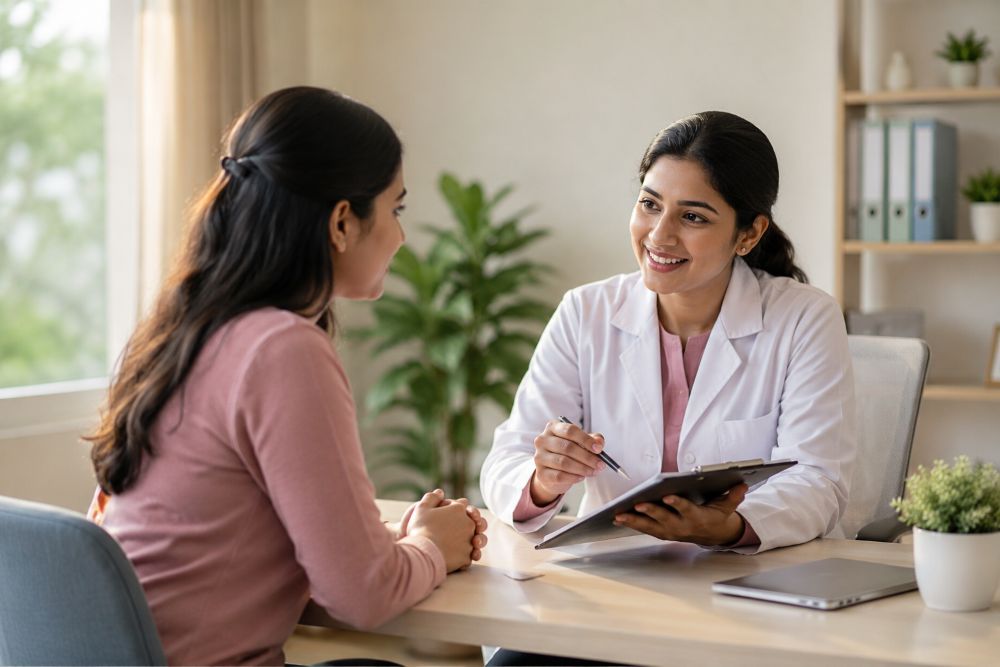 Doctor explaining health insurance to a patient