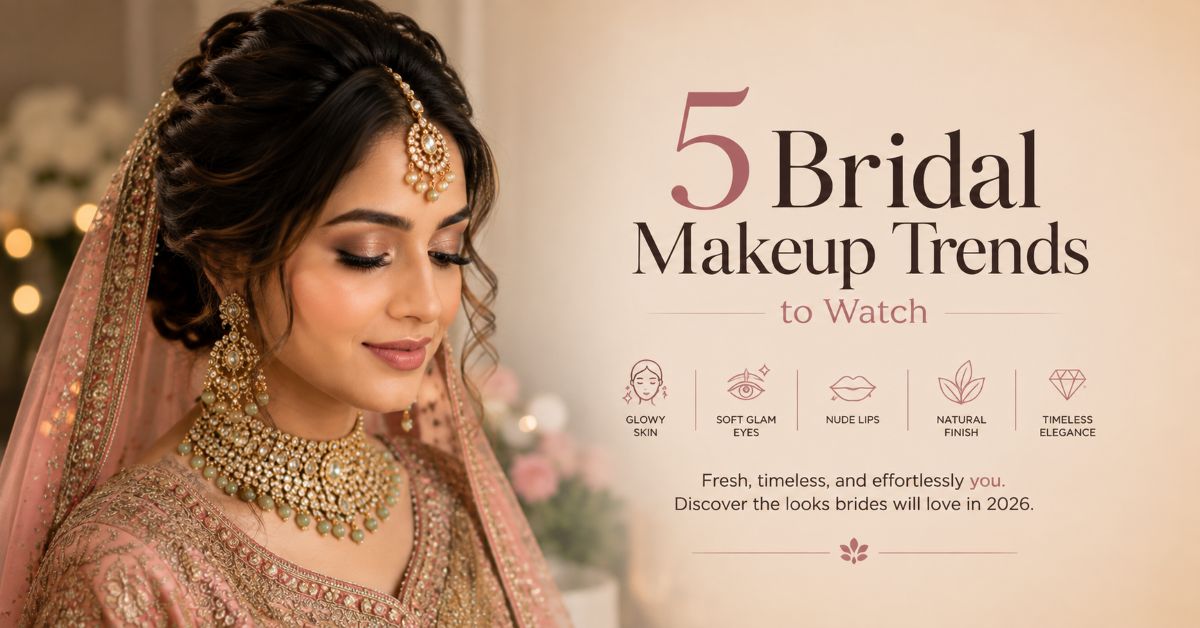 Illustration of a bridal makeup look with a veil and floral accents